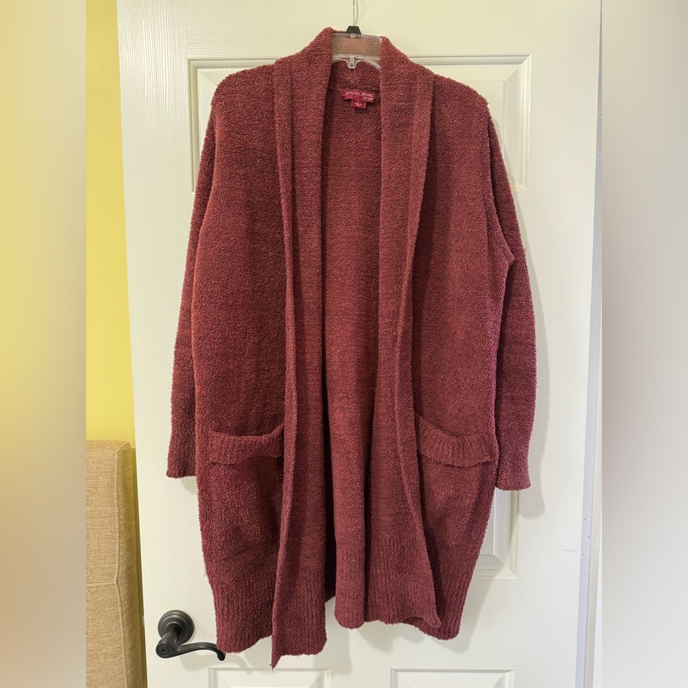 Barefoot Dreams CozyChic Cali Cardi size L garnet/rosewood
